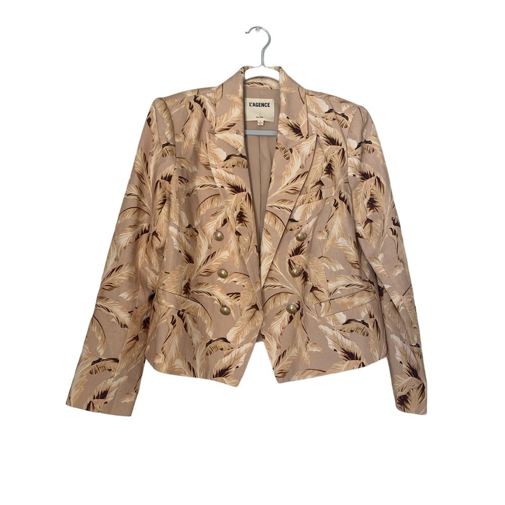 L'Agence Brooke Feather Linen Blend Cropped Blazer - Picture 4 of 8